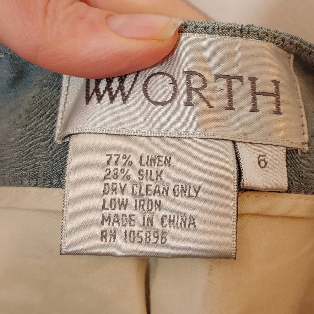 Vintage WORTH Silk Pants Ice Blue Corporate Luxury Classic Taper Leg Trousers - Picture 5 of 7